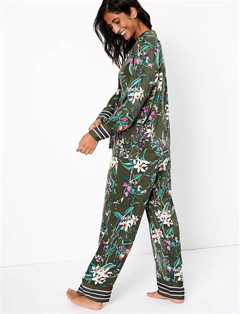 Buy Satin Floral Print Pyjama Set at Marks & Spencer
