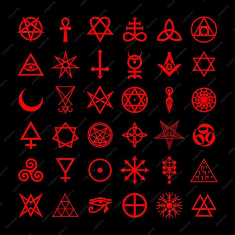 Premium Vector | Satanic symbols medieval occultism magic stamps sigils ...
