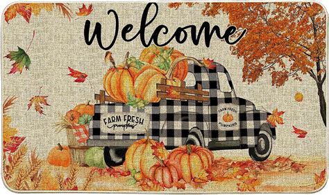 Fall Door Mats 30x17 Inch,Fall Welcome Mats Outdoor,Autumn Fall Pumpkin ...
