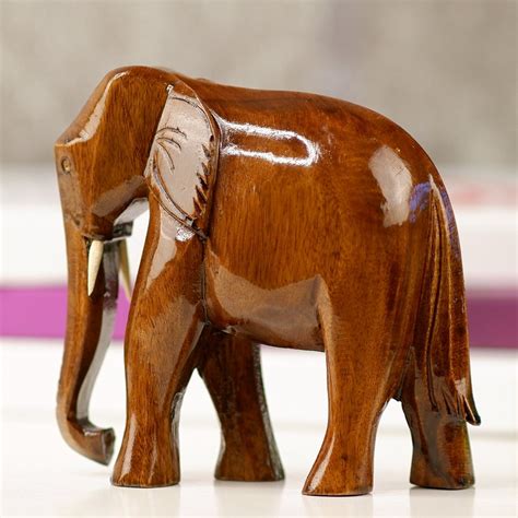 Buy Wooden Elephant Tabletop Showpiece – Sowpeace