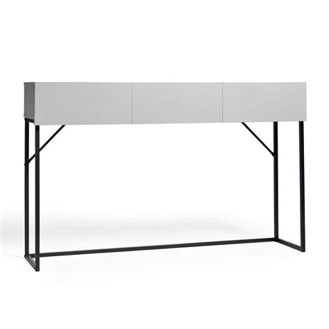 VonHaus Console Table, Grey Wood Veneer Metal Frame Sideboard, 3 ...