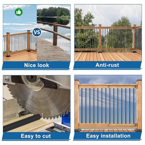 LOVMOR 50 Pack 26 in. H x 0.75 in. W Hollow Round Aluminum Deck ...
