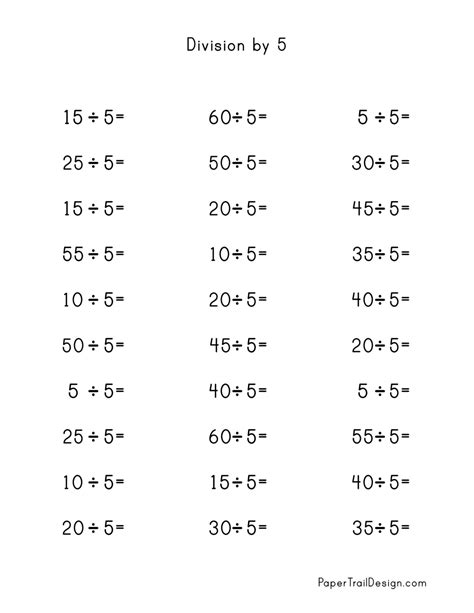 Division Worksheets for Division Facts 1-12 - Paper Trail Design