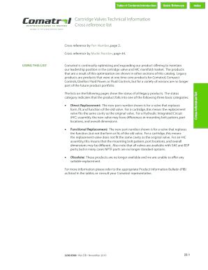 Cartridge Valves Technical Information Cross Reference List - Bibus ...