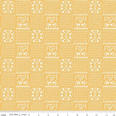 Fabric Riley Blake Gold Vintage Squares Happy Fall Days by the Quarter ...