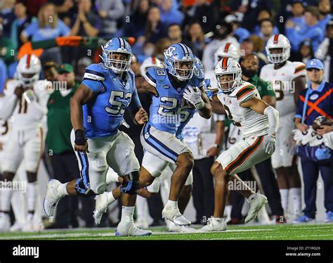 October 14, 2023: North Carolina sophomore Omarion Hampton (28) runs ...