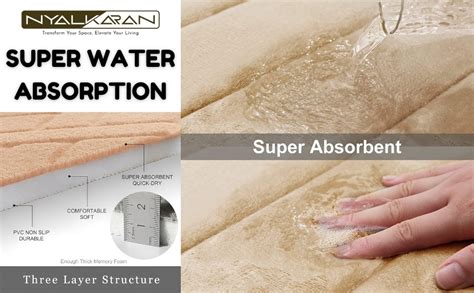NYALKARAN Memory Foam Bath Mat 40x60 cm - Soft, Water Absorbent, Non ...