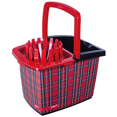 Buy YORK Rectangular Bucket With Wringer Krata - Plastic, Red & Black ...