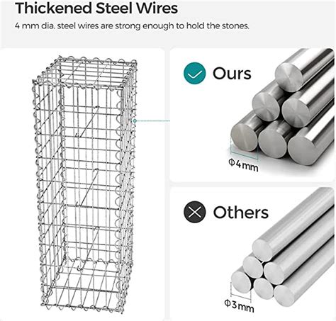 Gabion - Panier en pierre pour clôture de jardin - 10 pièces - 100 x 30 ...