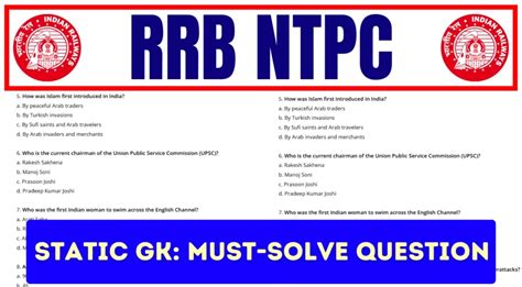 RRB NTPC 2025 Static GK: Must-Solve Question Set for Success in Railway ...