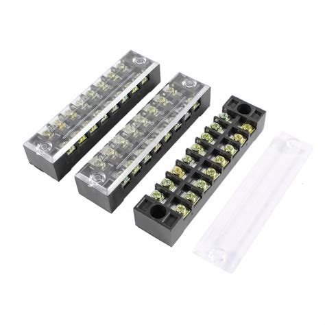 uxcell 3 Pcs 600V 15A 8 Positions Dual Rows Covered Barrier Screw ...