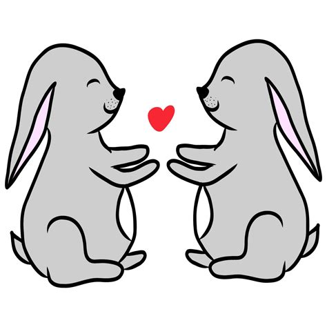 cute hand drawn bunny couple in love,doodle clip art with two rabbits ...