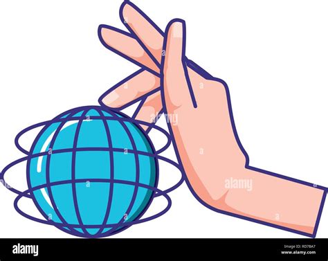 hand with sphere planet browser vector illustration design Stock Vector ...