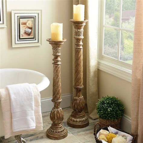 Large Wooden Floor Standing Candle Holders at Sara Wentworth blog