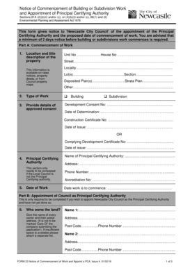 Fillable Online newcastle nsw gov Notice of Commencement of Building or ...
