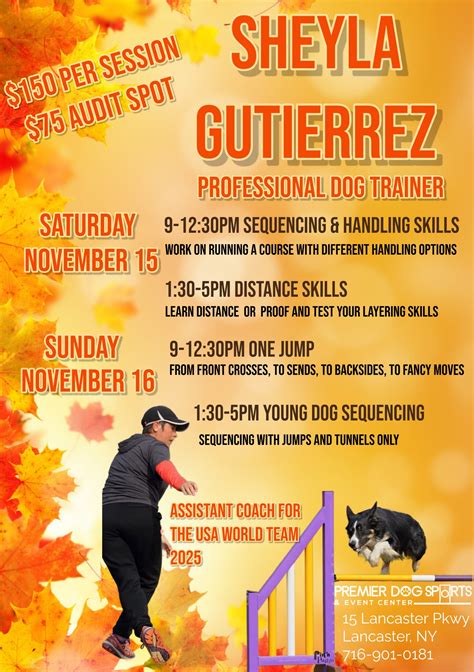 Sheyla Gutierrez Workshops in Lancaster, NY | Premier Dog Sports ...