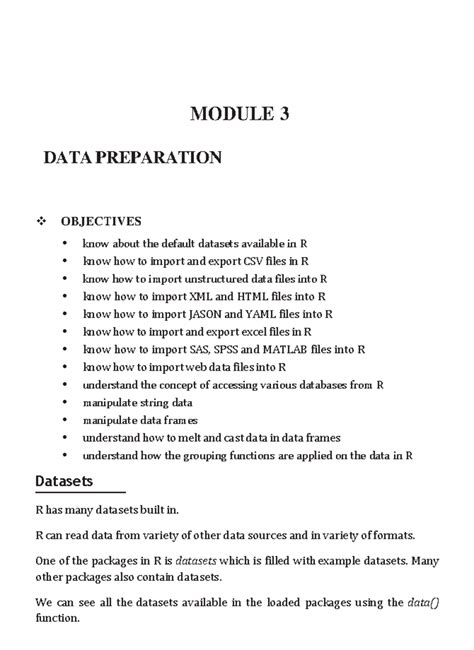 Module 3-1 - Aiml - MODULE 3 DATA PREPARATION OBJECTIVES know about the ...