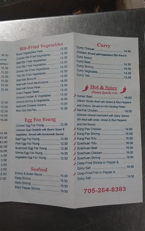 Menu at Cozy Corner Restaurant, Timmins