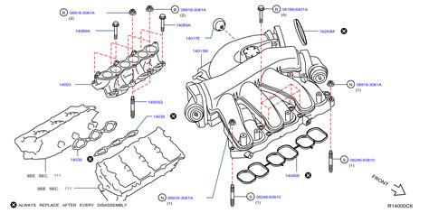 Nissan Maxima Engine Intake Manifold Gasket - 14035-JA10C | HOFFMAN ...