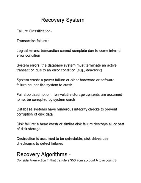 Recovery System: Ensuring Database Integrity and Handling Failures ...