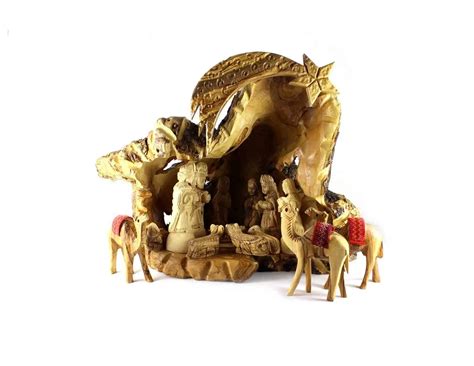 Olive Wood Nativity Grotto Set #NA130 - Holy Land Olive Wood ...