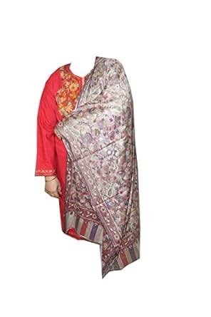 Buy HYM Kashmiri Weaving Kani Stole (Cream) at Amazon.in
