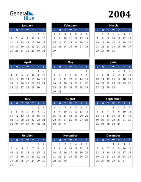 20+ 2004 Calendar - Free Download Printable Calendar Templates ️