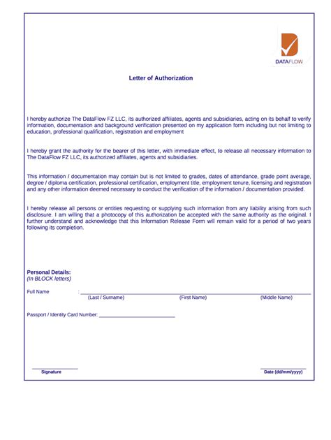 I hereby authorize The DataFlow FZ LLC, its authorized affiliates ...