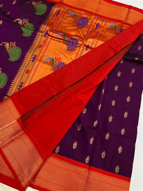Wine Red Kajree Paithani Silk Saree – The Loom Store