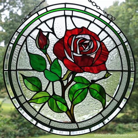 Stained Glass Rose | Stable Diffusion Online
