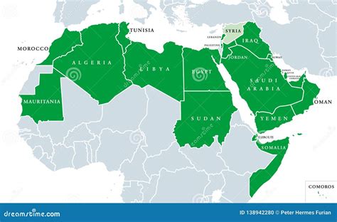 Arab League, League of Arab States, Political Map Stock Vector - Illustration of middle, mapping ...