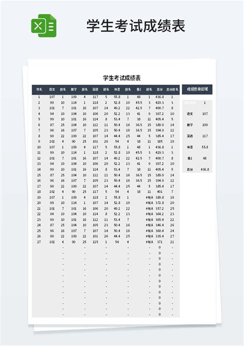 期中学生考试成绩表模板_教育培训Excel模板下载-蓝山办公