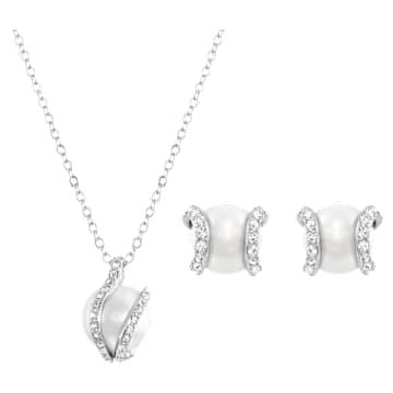 Nude set, White, Rhodium plated | Swarovski