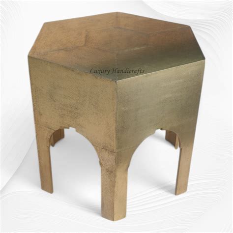 Naomi Brass Embossed Octagonal Large Side Table – Luxury Handicrafts