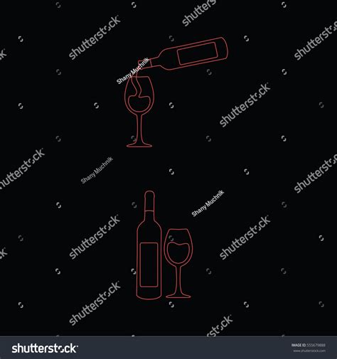 Two Outlines Shiny Icons Wine Bottles Stock Vector (Royalty Free) 555679888 | Shutterstock