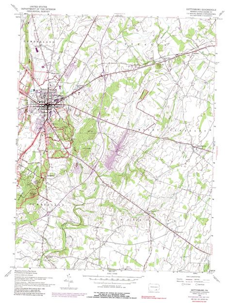 Gettysburg topographic map 1:24,000 scale, Pennsylvania