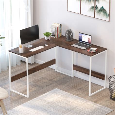 Corbyn L-Shape Study Computer Laptop Table for Home or Office (Brown M ...