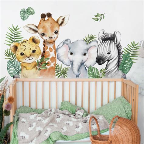 Amazon.com: decalmile Jungle Animals Wall Decals Safari Elephant Lion ...