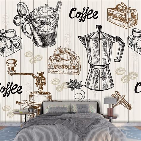 A drawing of coffee and cakes - Magicdecor®