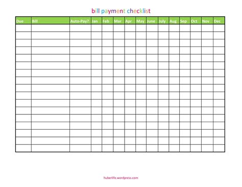 Free Printable Bill Pay Checklist Template & Monthly [Word, Excel]