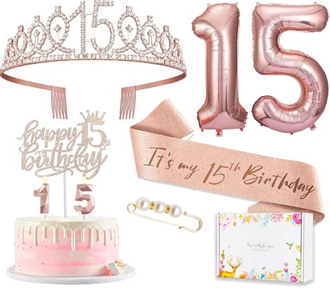 8pcs 15th Birthday Decorations for Girls, Including 11 Birthday Cake ...