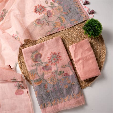 Trendy Tales Pink Cotton Unstitched Suit Set – Gajarai