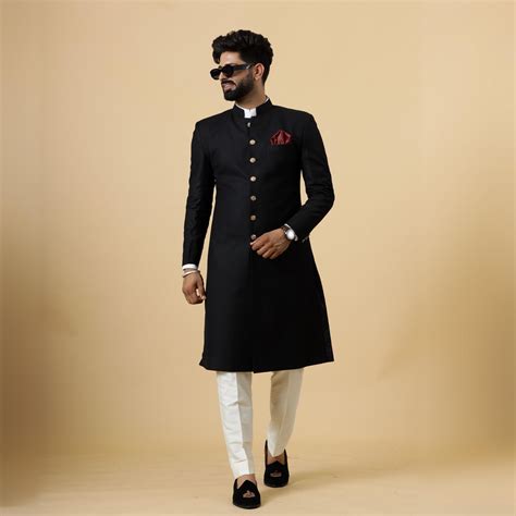 Classic Black Achkan for Men – Rajanyas