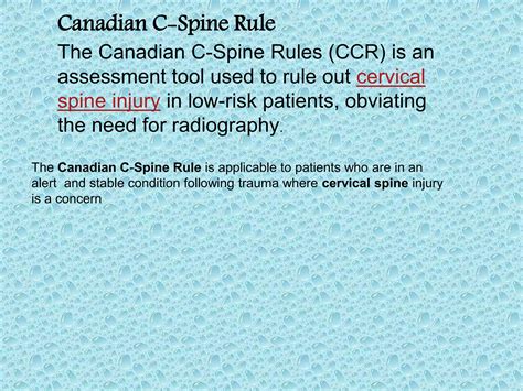 Canadian c spine rule- jabez | PPTX
