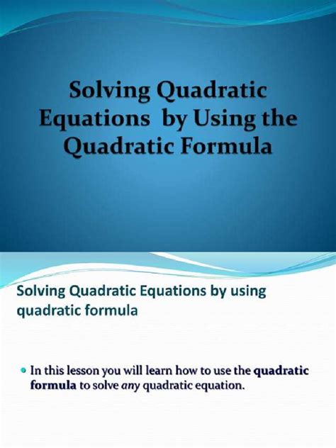 Solving Quadratic Using the Quadratic Formula 的图像结果