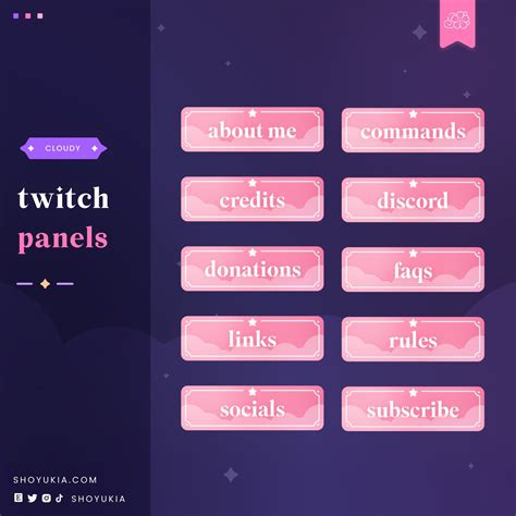Twitch Panels : Cloudy Pink | Stream Graphics for Streamers - Etsy ...
