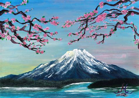 Mount Fuji Acrylics 83 x 117 inch | Mountain painting acrylic