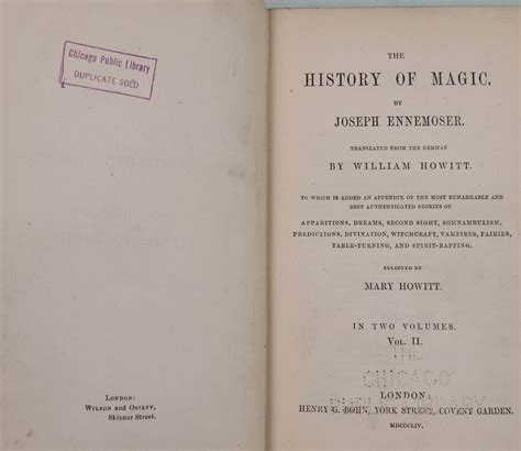 The History of Magic Volume 2 [Bohn's Scientific Library] by Ennemoser Joseph: Good Hardcover ...