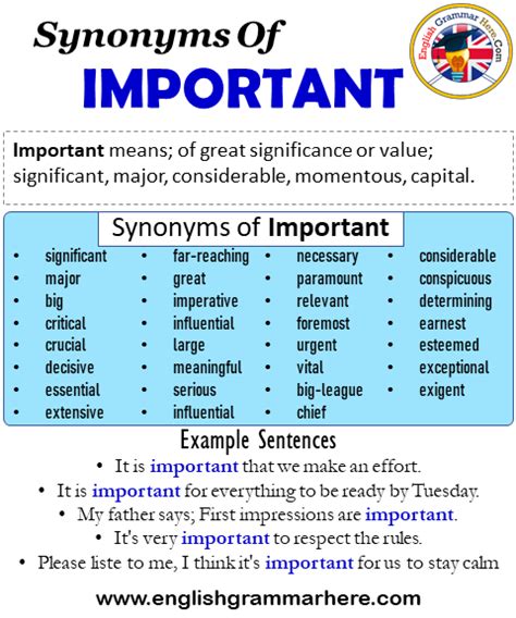 Synonyms Of Important, Important Synonyms Words List, Meaning and ...