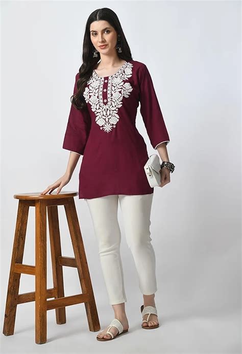 Buy LIBOZA Women Viscose Regular Fit Kurti - Short Chikankari Kurtis ...